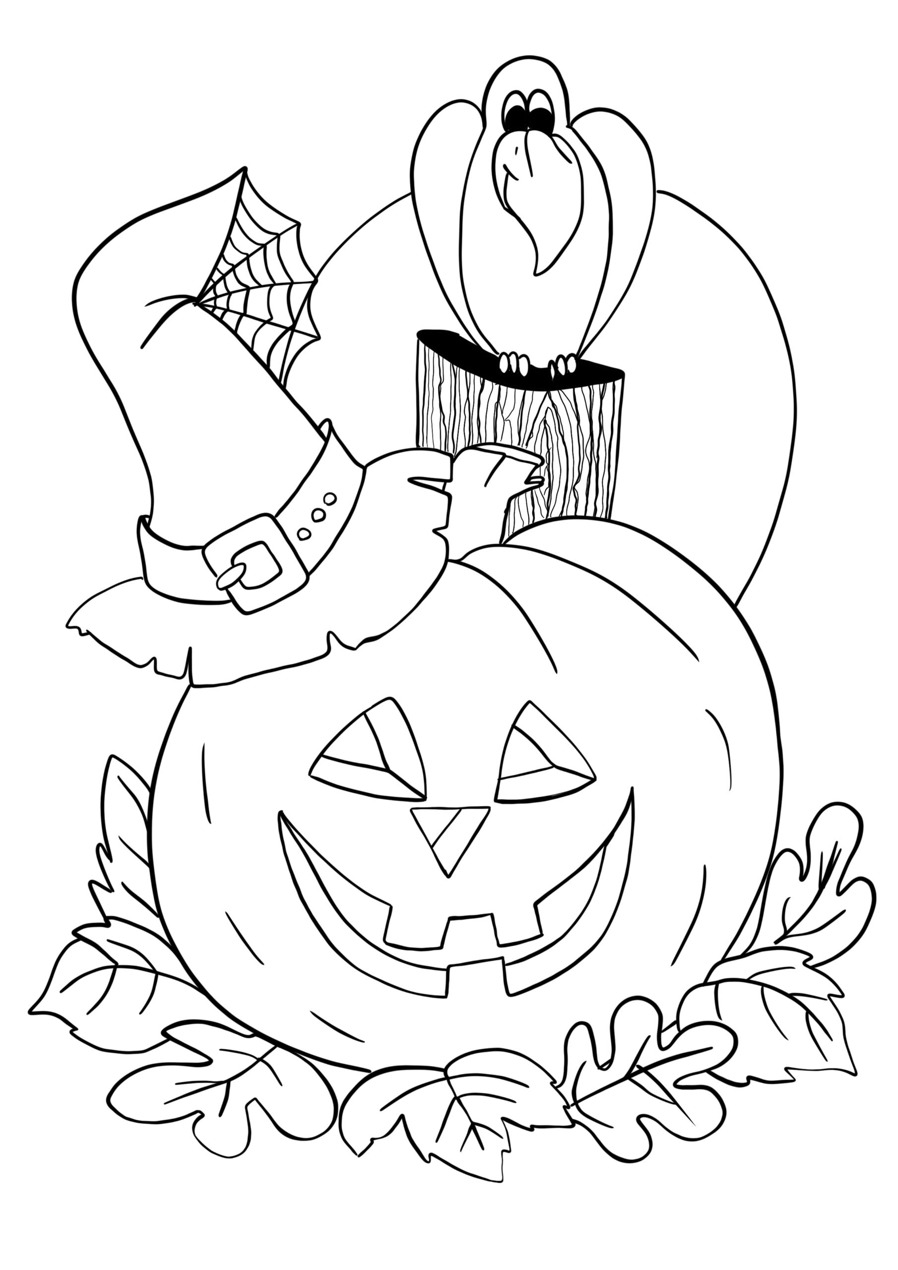 Coloring page pumpkin and raven Coloring page pumpkin and raven